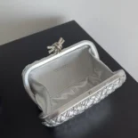 Bottega Veneta Women Knot Pressed Intreccio Laminated Leather Minaudiere-Silver