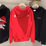 Burberry Men EKD Motif Cotton Sweatshirt-Red