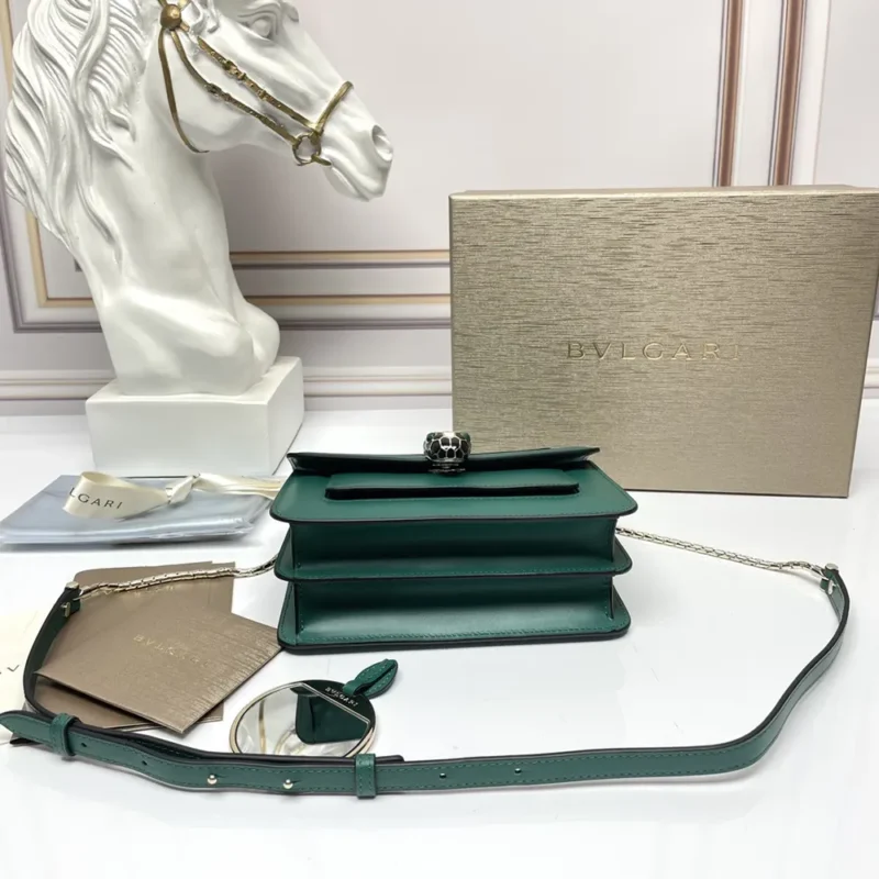 Bvlgari Women Mini Serpenti Forever East-West Shoulder Bag-Green