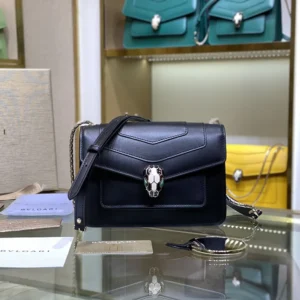 Bvlgari Women Serpenti Forever East-West Shoulder Bag-Black