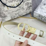 Dior Women 30 Montaigne Reversible Belt Gold-Tone and Latte Smooth Calfskin