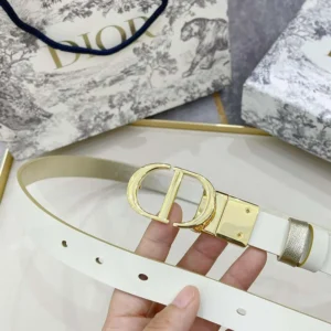 Dior Women 30 Montaigne Reversible Belt Gold-Tone and Latte Smooth Calfskin