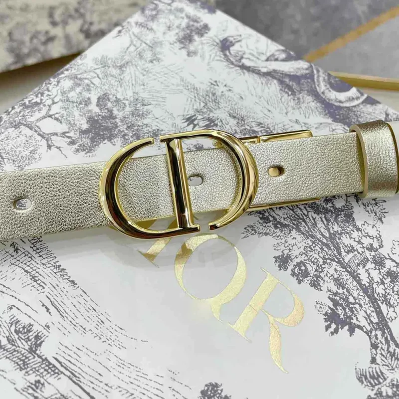 Dior Women 30 Montaigne Reversible Belt Gold-Tone and Latte Smooth Calfskin