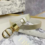 Dior Women 30 Montaigne Reversible Belt Gold-Tone and Latte Smooth Calfskin