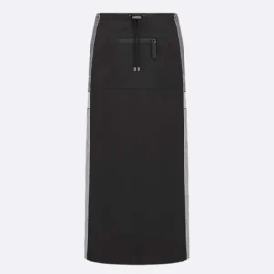 Dior Women Mid-Length Straight Skirt Black Jacquard Technical Taffeta