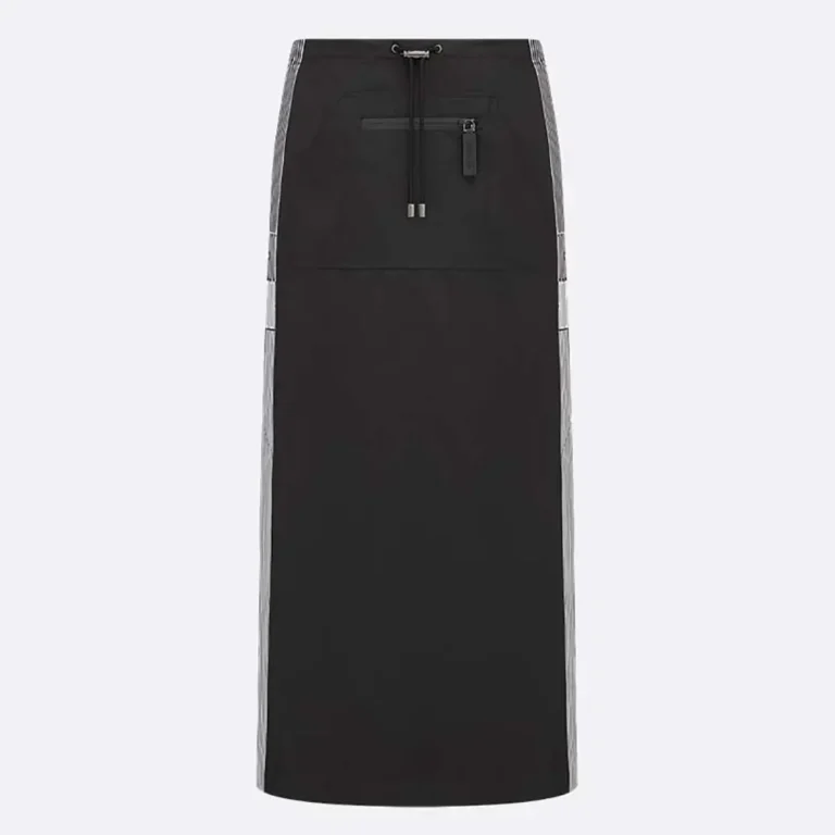 Dior Women Mid-Length Straight Skirt Black Jacquard Technical Taffeta