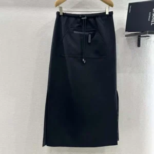 Dior Women Mid-Length Straight Skirt Black Jacquard Technical Taffeta