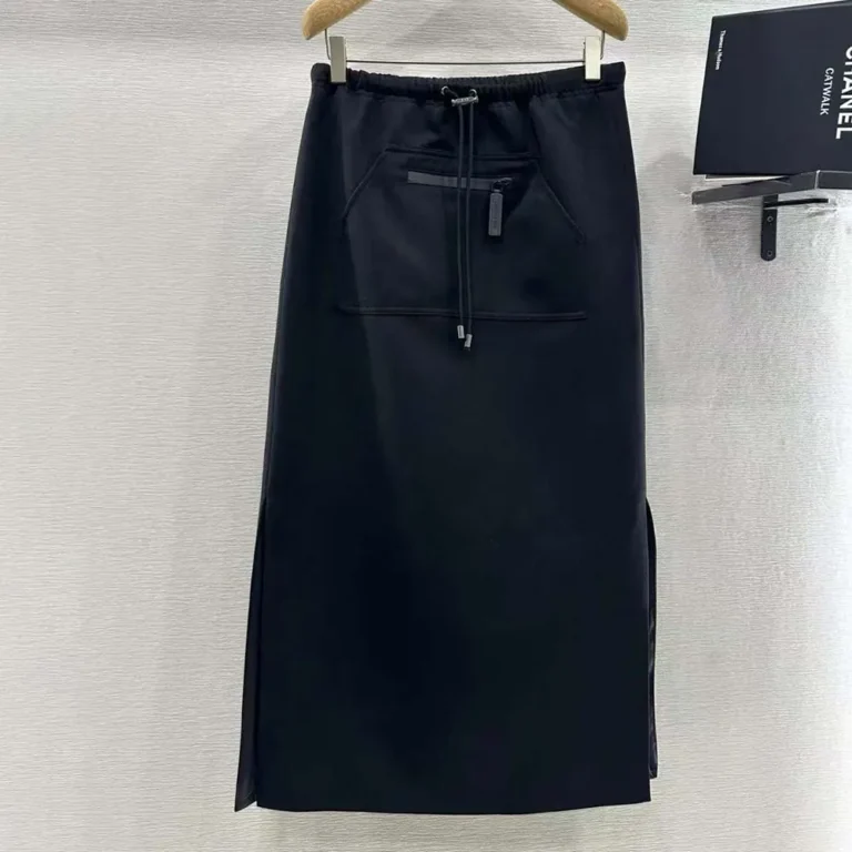 Dior Women Mid-Length Straight Skirt Black Jacquard Technical Taffeta