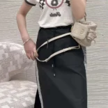 Dior Women Mid-Length Straight Skirt Black Jacquard Technical Taffeta