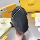 Fendi Men Diagonal Belt Bag Black Leather Belt Bag
