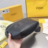 Fendi Men Diagonal Belt Bag Black Leather Belt Bag