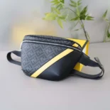Fendi Men Diagonal Belt Bag Gray Fabric Belt Bag-Yellow