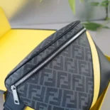 Fendi Men Diagonal Belt Bag Gray Fabric Belt Bag-Yellow