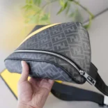 Fendi Men Diagonal Belt Bag Gray Fabric Belt Bag-Yellow