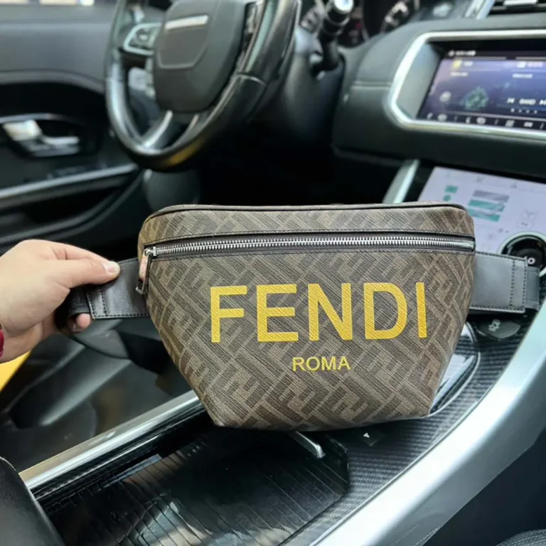 Fendi Men Diagonal Belt Bag Leather-Yellow