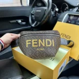 Fendi Men Diagonal Belt Bag Leather-Yellow