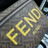 Fendi Men Diagonal Belt Bag Leather-Yellow