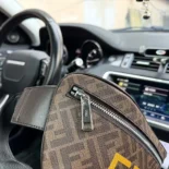 Fendi Men Diagonal Belt Bag Leather-Yellow