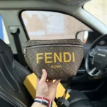 Fendi Men Diagonal Belt Bag Leather-Yellow
