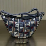 Fendi Men Roma Leather Fendi Melon Small Fabric Blue 7VA635ASLQF07K1
