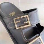 Fendi Unisex Feel Black Leather Slides 8X8326NA7F0QA1