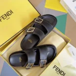 Fendi Unisex Feel Black Leather Slides 8X8326NA7F0QA1