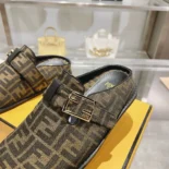 Fendi Unisex Feel Brown Fabric Sabots 8R8448AJZXF0R7V