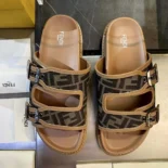 Fendi Unisex Feel Sandals FF Jacquard Fabric Sandals 7X1604AJZFF1ICN