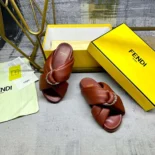 Fendi Women Feel Sienna Leather Slides 8X8645NBAF1G1U