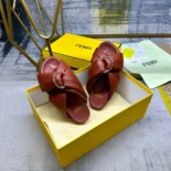 Fendi Women Feel Sienna Leather Slides 8X8645NBAF1G1U