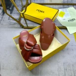 Fendi Women Feel Sienna Leather Slides 8X8645NBAF1G1U