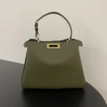 Fendi Women Peekaboo Soft Medium Green Leather Bag