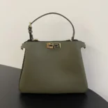 Fendi Women Peekaboo Soft Medium Green Leather Bag