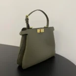 Fendi Women Peekaboo Soft Medium Green Leather Bag