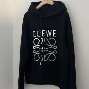 Loewe Men Anagram Regular Fit Hoodie in Cotton-Black