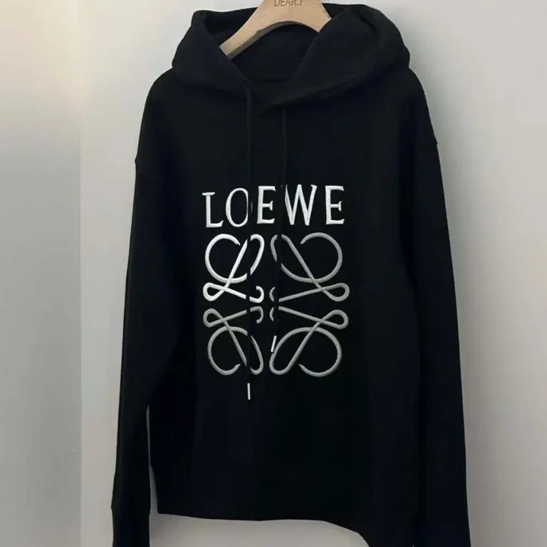 Loewe Men Anagram Regular Fit Hoodie in Cotton-Black