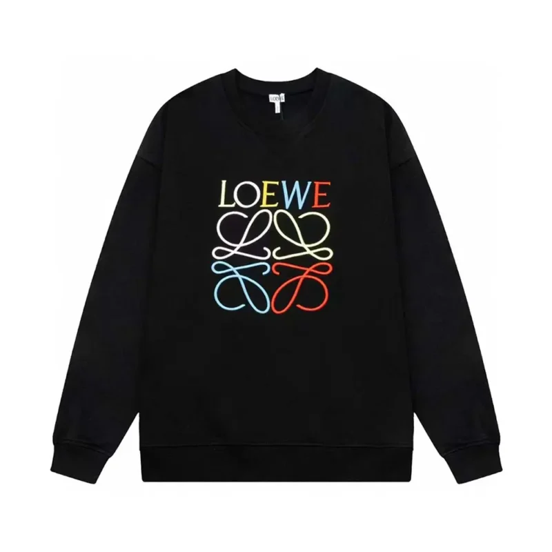 Loewe Men Anagram Regular Fit Sweatshirt in Cotton-Black/Red