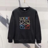Loewe Men Anagram Regular Fit Sweatshirt in Cotton-Black/Red