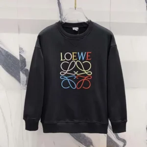 Loewe Men Anagram Regular Fit Sweatshirt in Cotton-Black/Red