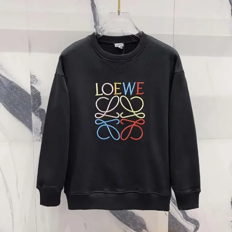 Loewe Men Anagram Regular Fit Sweatshirt in Cotton-Black/Red