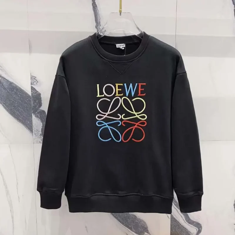 Loewe Men Anagram Regular Fit Sweatshirt in Cotton-Black/Red