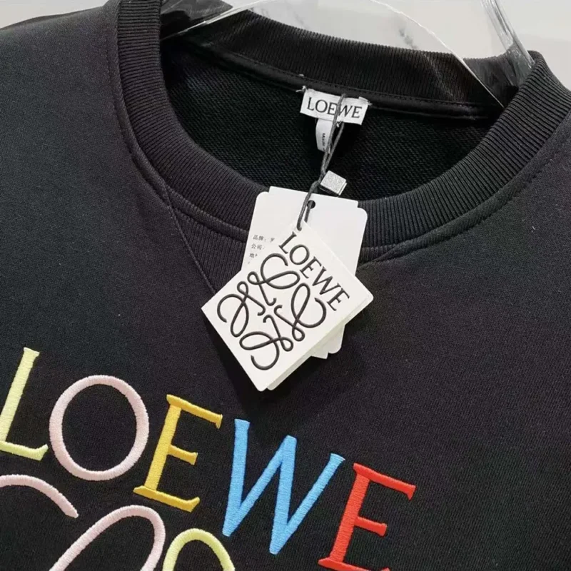 Loewe Men Anagram Regular Fit Sweatshirt in Cotton-Black/Red