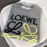 Loewe Men Anagram Regular Fit Sweatshirt in Cotton-Gray/Yellow