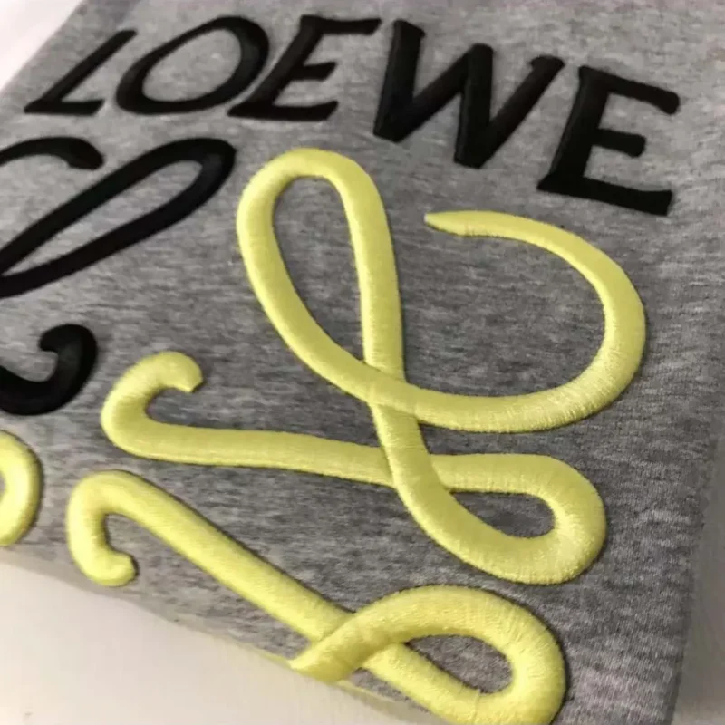Loewe Men Anagram Regular Fit Sweatshirt in Cotton-Gray/Yellow