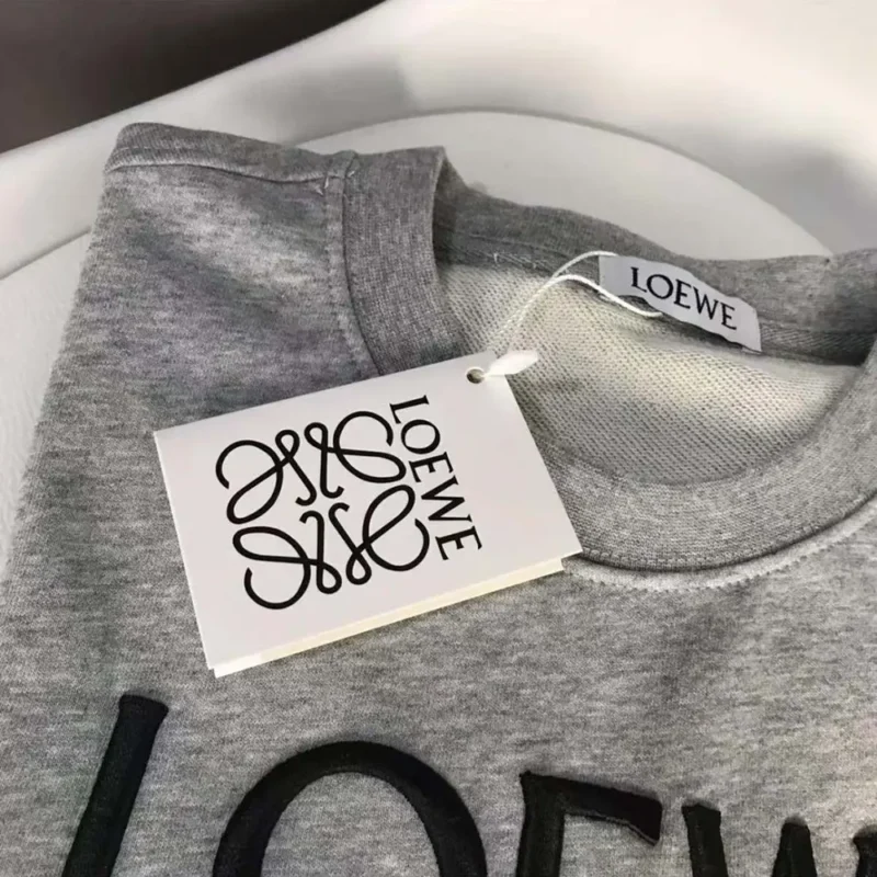 Loewe Men Anagram Regular Fit Sweatshirt in Cotton-Gray/Yellow