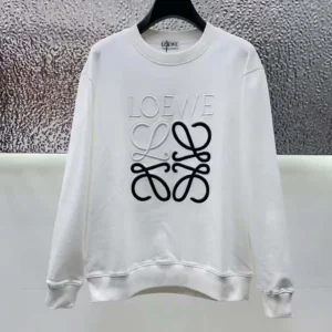 Loewe Men Anagram Regular Fit Sweatshirt in Cotton-White/Black