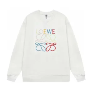 Loewe Men Anagram Regular Fit Sweatshirt in Cotton-WhiteRed