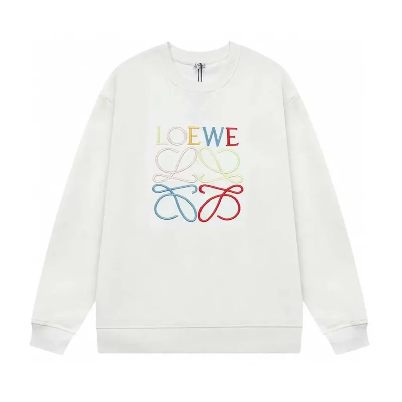 Loewe Men Anagram Regular Fit Sweatshirt in Cotton-WhiteRed