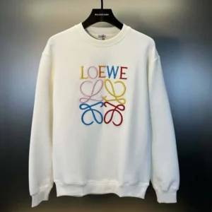 Loewe Men Anagram Regular Fit Sweatshirt in Cotton-WhiteRed