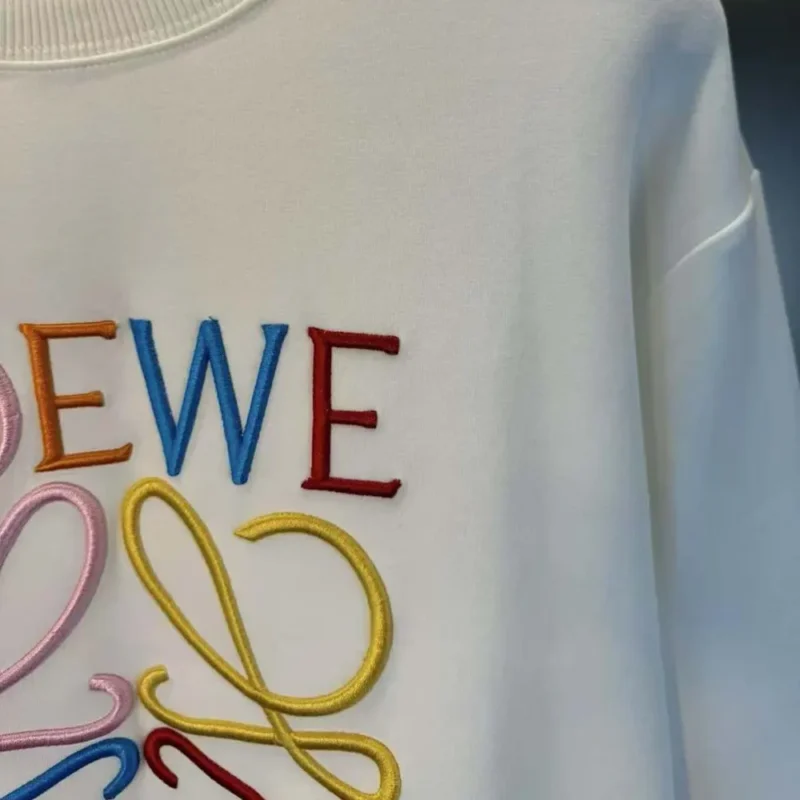 Loewe Men Anagram Regular Fit Sweatshirt in Cotton-WhiteRed